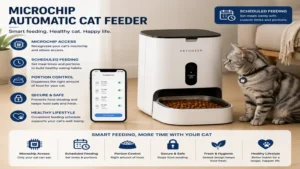 Microchip automatic cat feeder designed for scheduled feeding and secure food access
