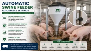 automatic swine feeder with adjustable feed settings to reduce waste and improve feeding efficiency.