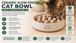 A ceramic slow feeder cat bowl wet food design offering stability, hygiene, and slower eating.
