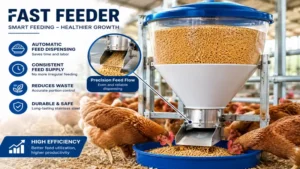 Fast feeder installation process for a modern livestock farm.