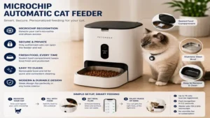 Microchip automatic cat feeder featuring a sleek design and easy-to-clean removable bowl