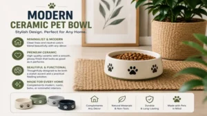 Ceramic pet bowl with a modern minimalist design that complements home dΓ©cor