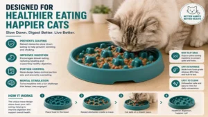 Cat wet food slow feeder compared with a regular cat bowl for healthier feeding habits