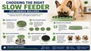 Choosing slow feeder for French Bulldog based on bowl size, shallow design, safe materials, and your dog's feeding needs.