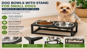 Dog bowls with stand for small dogs including food and water bowls for convenient feeding