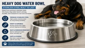 heavy dog water bowl in stainless steel designed to prevent tipping and spills