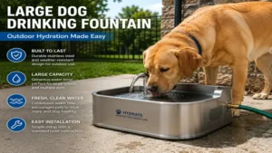 large dog drinking fountain placed outdoors for convenient pet hydration