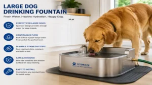 large dog drinking fountain providing clean drinking water at home