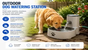 Dog watering station installed outdoors for easy access to fresh water in the yard