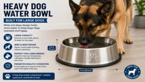 heavy dog water bowl with a large capacity and wide design for big dogs
