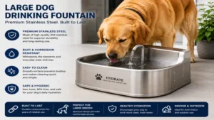large dog drinking fountain made with durable stainless steel for everyday use