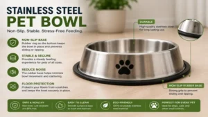 stainless steel pet bowl with a non-slip base for stable feeding