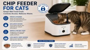 chip feeder for cats keeping wet food fresh while controlling access with microchip technology