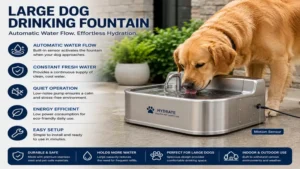 large dog drinking fountain providing automatic water flow for continuous hydration