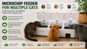 microchip feeder for multiple cats keeping each cat's food separate and secure