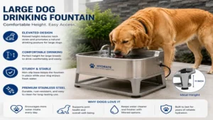 large dog drinking fountain with an elevated design for comfortable drinking