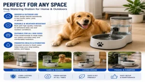 Dog watering station suitable for multiple pets, ensuring a continuous supply of fresh water
